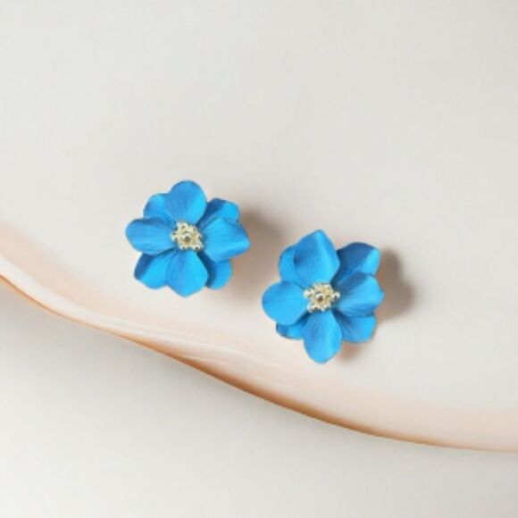 Blue flower Earrings M1294 - Picture 1 of 4